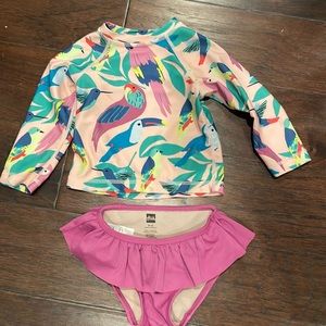 Tea two piece swimsuit 9-12 months. EUC